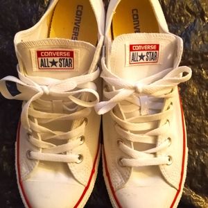 CONVERSE  ALL STARS WHITE WITH RED TRIM